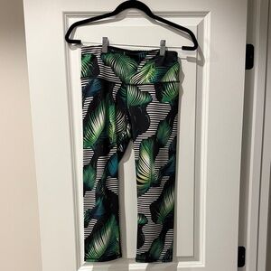 Betsey Johnson Black and Green Leaf Print Kids Leggings